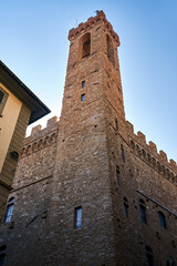 medieval stone castle in a tower in the city of Florence
