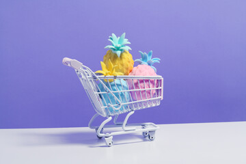 Shopping cart with pineapples