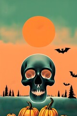 This is a colorful illustration of halloween. It can be used as a cover for invitation card or just nice decoration for your social media posts, perfect for halloween themed products.