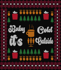 Colorful Christmas Winter Ugly Sweater Design 
