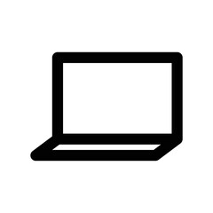 Laptop icon for personal computer in black outline style