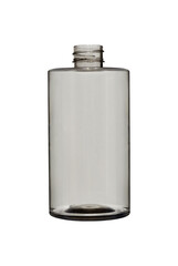 Transparent empty plastic bottle without lid for liquids. Isolated on a white background