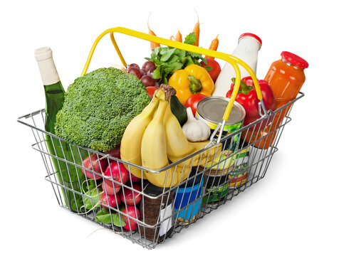 Shopping basket with fresh products