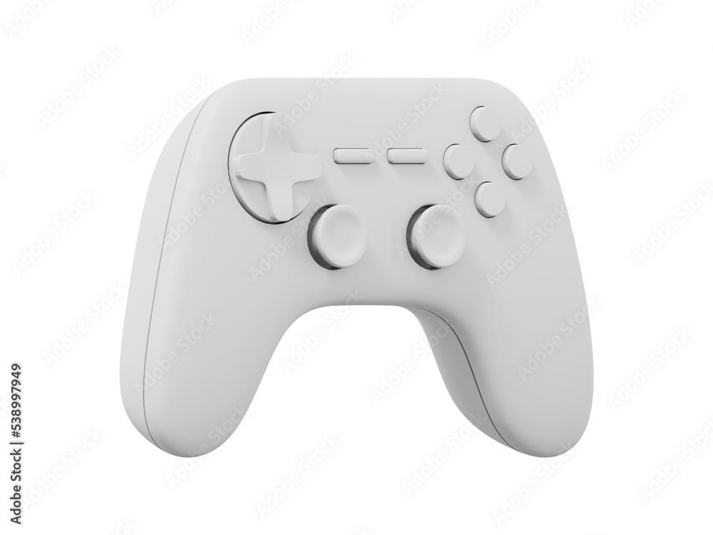 Poster realistic console game controller. whitr isolated icon on white background. 3d rendering.