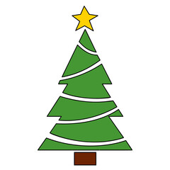 Vector Christmas tree, pines for greeting cards, invitations, banners, web. Winter holiday. Icons collection.