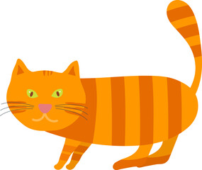 Cartoon orange cat with stripes.