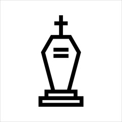 Tombstone icon, Tombstone linear style sign for mobile concept and web design, Halloween tombstone outline vector icon, Symbol, logo illustration, Vector graphics, on white background.