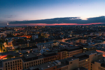 sunset over the city Vienna 