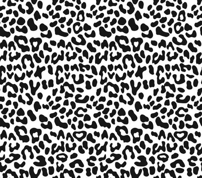 
Seamless pattern leopard vector print black and white texture animal background