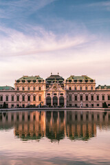 belvedere palace in Vienna at sunset 
