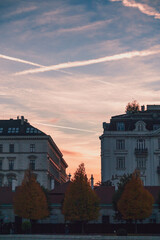 sunset over the city Vienna
