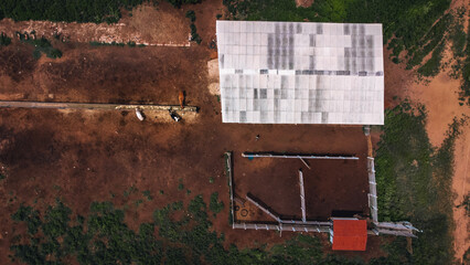 Povoado Vila Vilarejo Fazenda Cidade Pequena Rural Barra Parelhas Bacurau Rio Grande do Norte Sertão Agreste Nordeste Nordestino Paisagem Aérea Drone