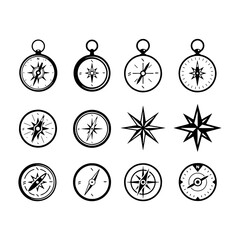 Vector compass icons set isolated on white background © blessed.grapix