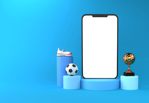 Football Winning Trophy Shoe and Smartphone Mockup