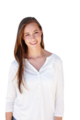 Fototapeta premium Feeling fine and looking great. Portrait of an attractive young woman isolated on white.