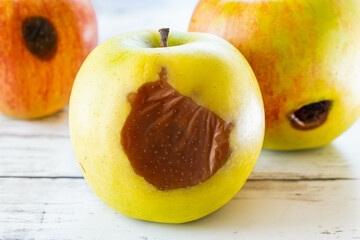 台風で傷ついたりんご