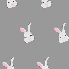 Seamless pattern with rabbit head