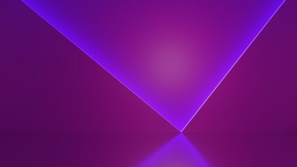 3d render background with triangles and neon lights.