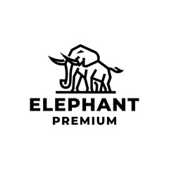 Line art Bold Elephant Logo Design Vector Illustration