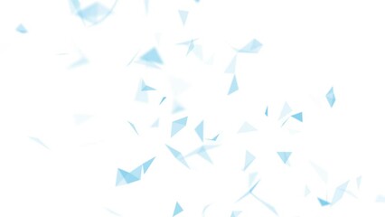 Blurred blue triangle shapes digital tech looped motion on white animation background.