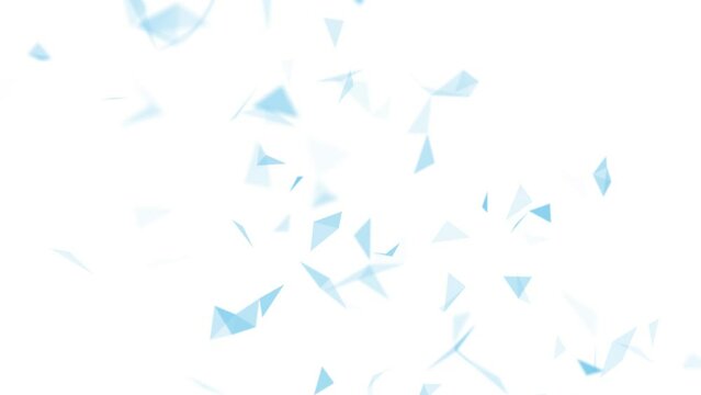 Blurred blue triangle shapes digital tech looped motion on white animation background.