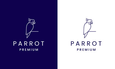 Line Art Parrot Bird Logo Design Vector Illustration © apfan