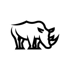Line Art Bold Rhino Logo Design Vector