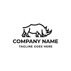 Fototapeta premium Line Art Bold Rhino Logo Design Vector