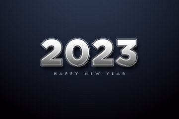 2023 happy new year background illustration with silver numbers