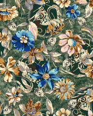 textile flower bunch seamless digital design