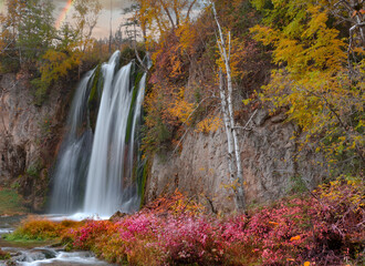 Waterfall in the autumn forest