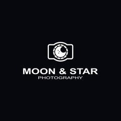 
Moon and star camera icon logo