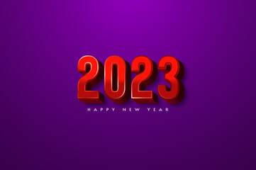 happy new year 2023 with red numbers