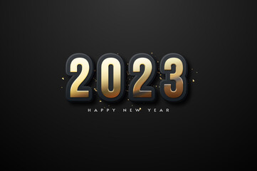 happy new year 2023 with gold numbers