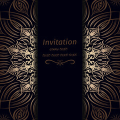 Invitation in dark blue with gold colours