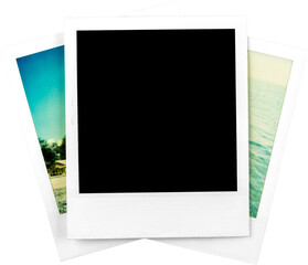 One Blank Polaroid Frame and Two Polaroid Photos - Isolated