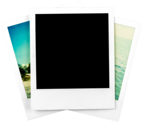 One Blank Polaroid Frame and Two Polaroid Photos - Isolated