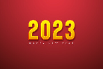 yellow number 2023 on red background