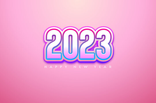 Happy New Year 2023 Bold Pink Numbers