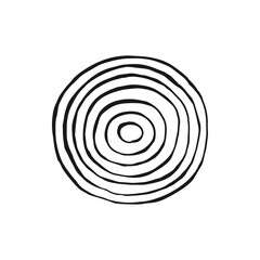 Onion slice outline. Hand drawn vector illustration. Farm market product, isolated vegetable.