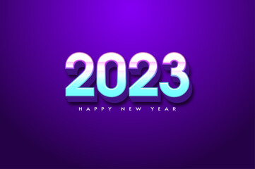 3d happy new year 2023 on purple