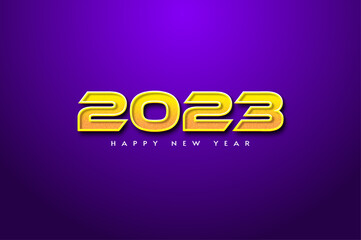yellow number 2023 on purple background