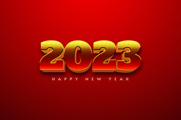happy new year 2023 with bold numbers on red background