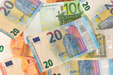 Background made of dollar and euro banknotes