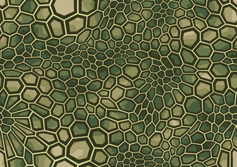 Camouflage geometric seamless pattern hexagonal texture. Abstract military camo polygonal scales endless ornament for fabric and fashion print. Vector background.