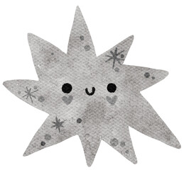  Gray Beige hand drawn watercolor nursery childish illustration clipart. Funny cheerful kid apparel collection.