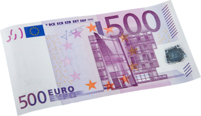 500 Euro banknote on white background