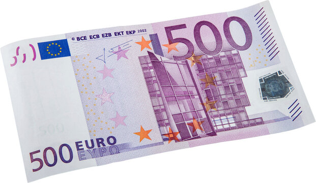500 Euro banknote on white background