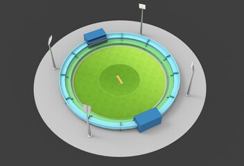 Cricket 3d render stadium top view