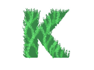 Green letter  K  - Foliage style